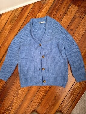 Zara Light Blue Chunky Knit Cardigan